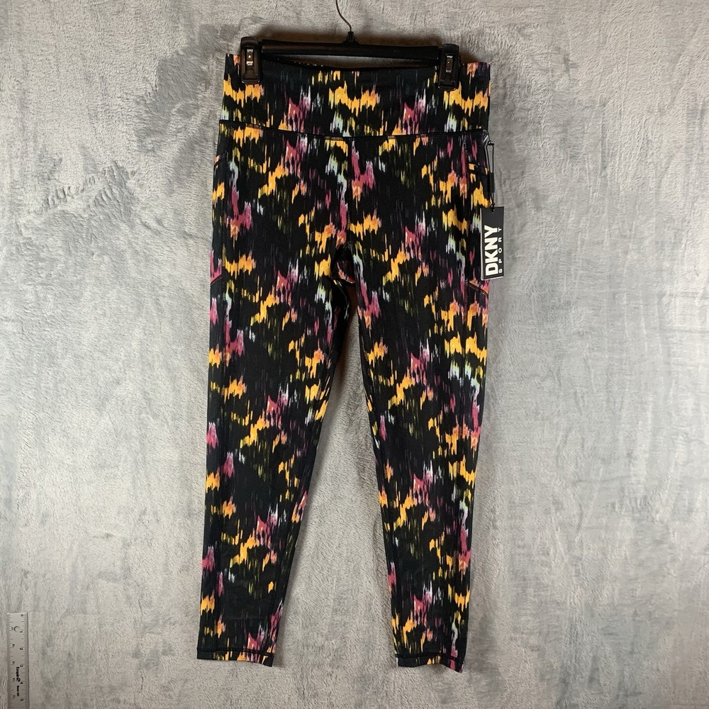 DNKY Women's L Leggings High Waist 7/8 Length Ankle Pockets Performance Currant